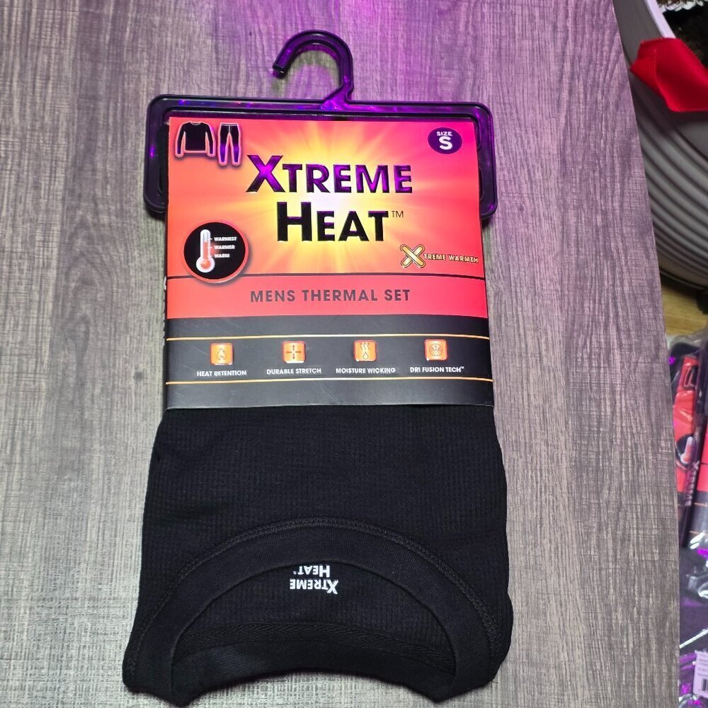 Xtreme Heat Mens Thermal Underwear Set Insulated Shirt & Long Johns, Black Small - Picture 1 of 4